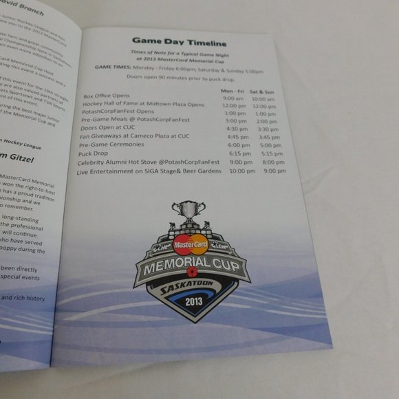2013 Memorial Cup Saskatoon 2 Canadian Hockey League Programs Our Games Heroes - Picture 6 of 12